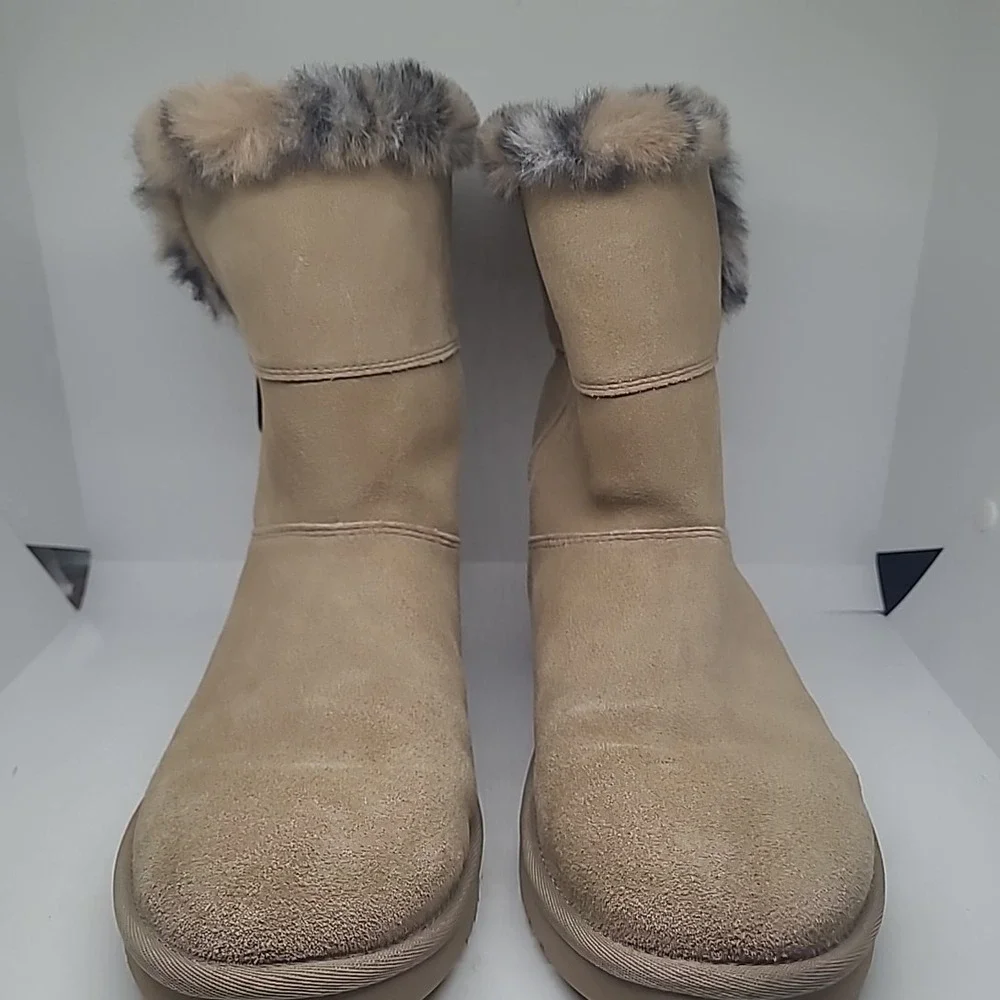 Koolaburra by UGG Victoria Short Boots Woman Size 8 Tan Leopard Faux Fur 1136011